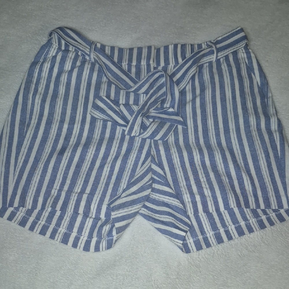 Lane Bryant High Waist Blue and White Striped Shorts
